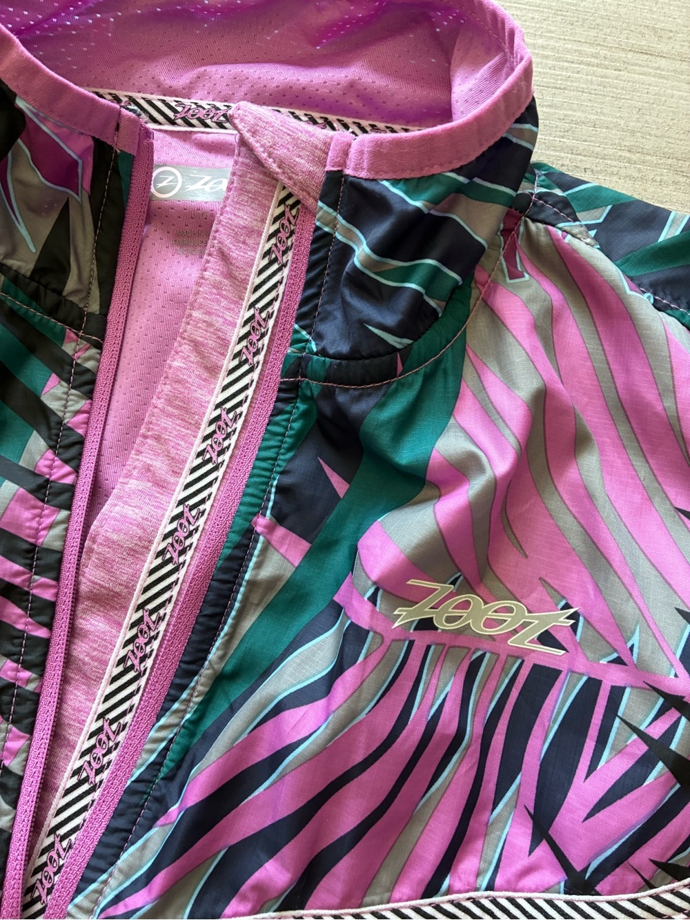 Zoot Pink Teal and Black Striped Lightweight Jacket